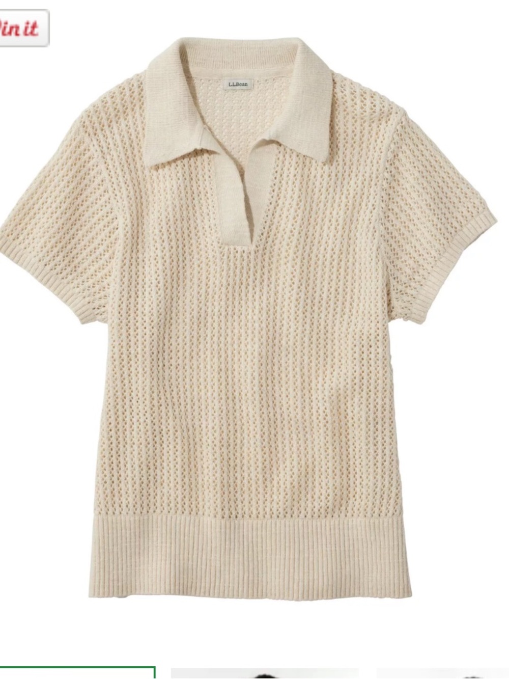 NWOT Organic Cotton Slub Pointelle Sweater, Polo